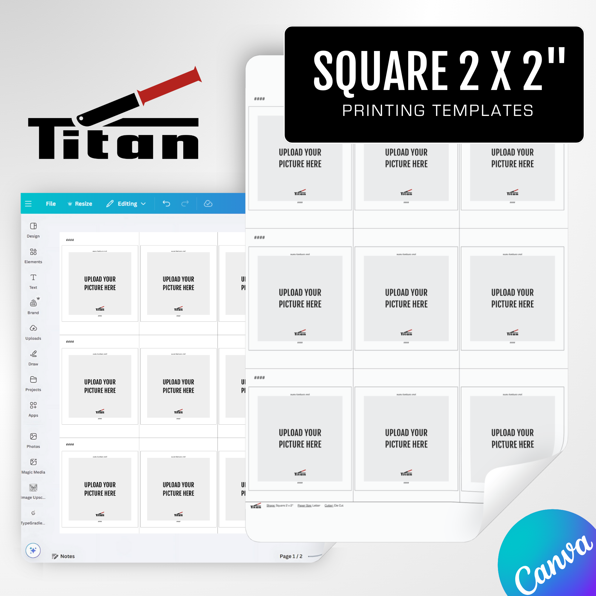 Square 2 x 2" Canva Printing Templates